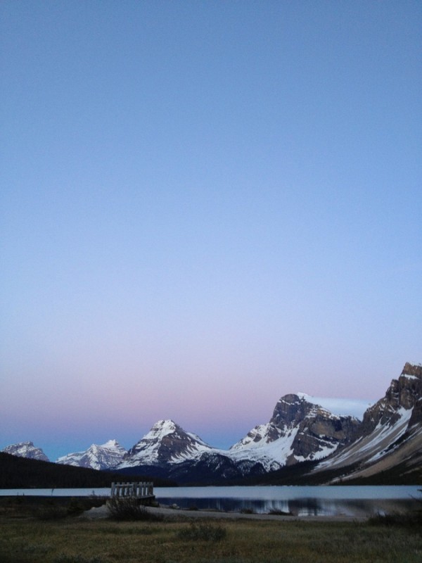Sonnenuntergang Bow Lake Banff Nationalpark Sonnenuntergang Bow Lake Banff Nationalpark