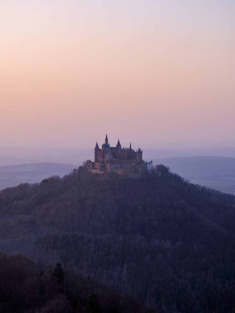 Kasteel Hohenzollern Zonsondergang Winter